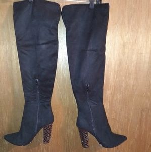 Black Suede Charlotte Russe Knee High HIGH HEELS